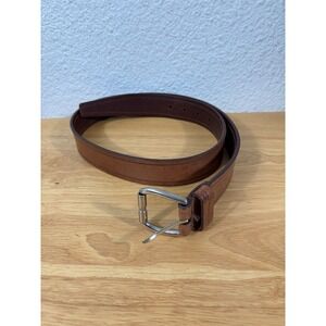 Fullum & Holt Mens Leather Belt Brown Silver Buckle Classic Style 34